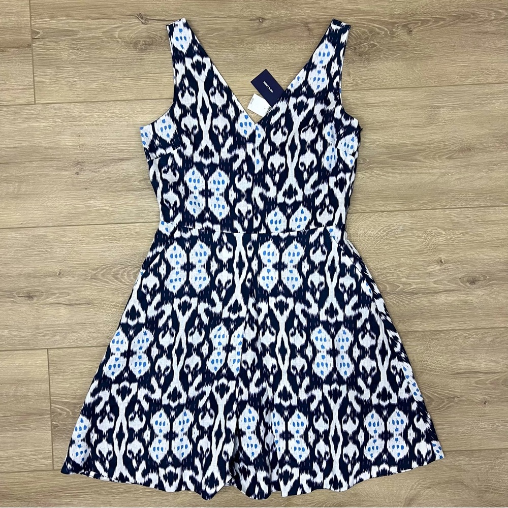 NEW GAP Size 2 Fit & Flare Dress Blue Knee Length Casual 100% Linen